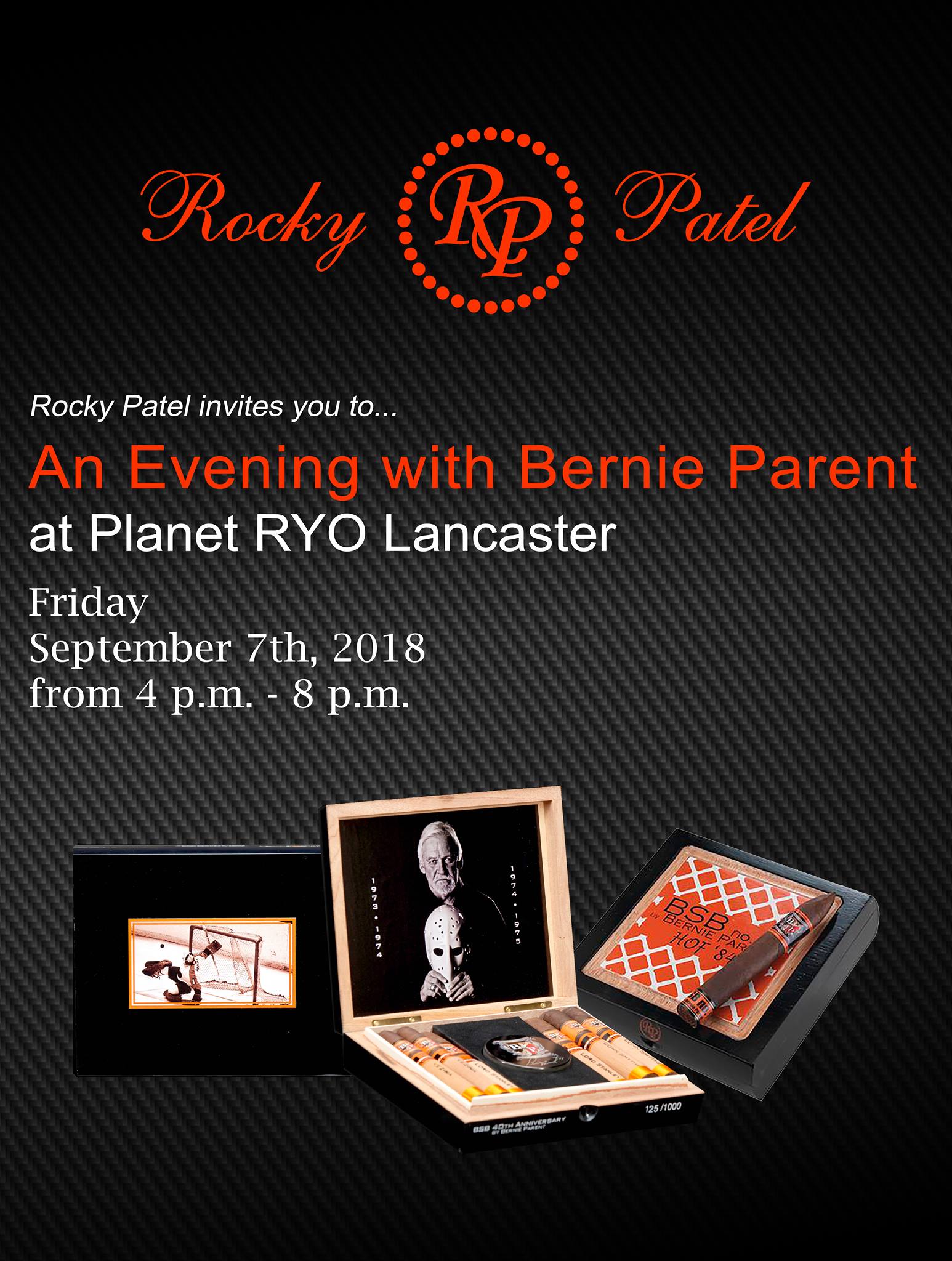 Rocky Patel cigar event with Flyers legend Bernie Parent 
